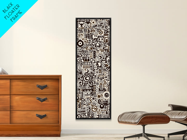 Bold Monochrome Symbols And Tribal Pattern Collage, Canvas Print, Abstract Wall Art, Geometric Decor, Modern Home Decor Gift