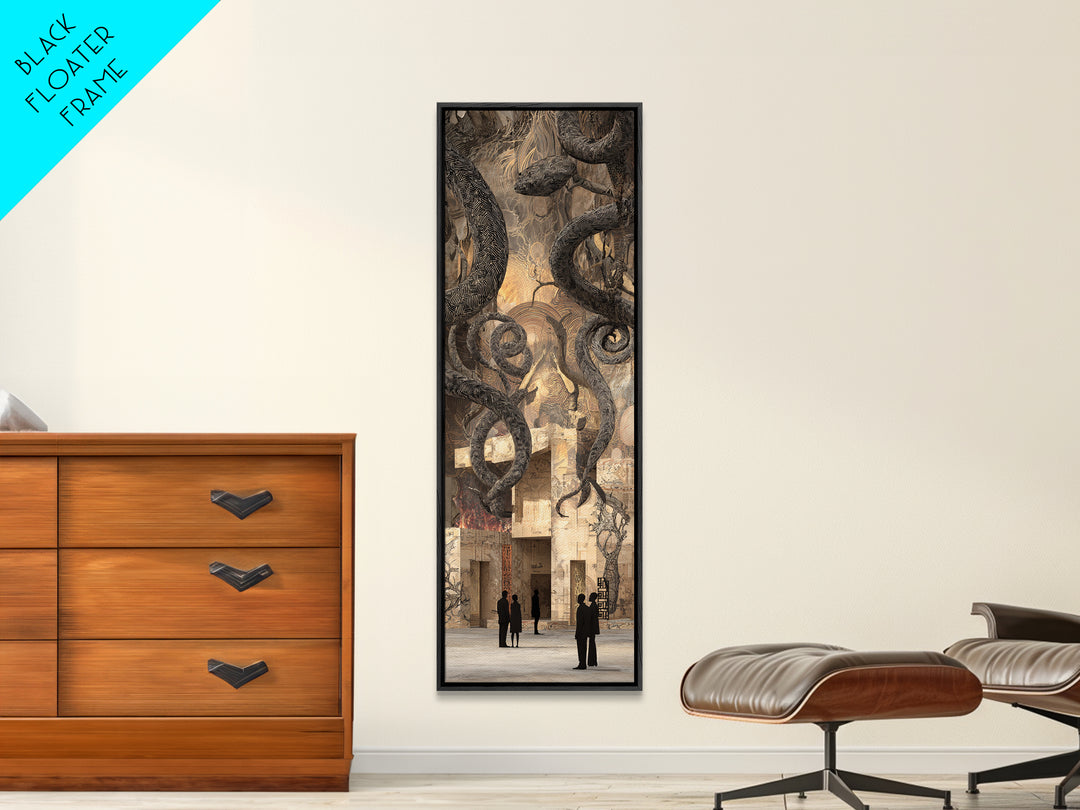 Shadow Serpents In Ancient Gallery Wall Art, Mystical Abstract Decor, Large Canvas Artwork For Gothic Living Room Decor Gift