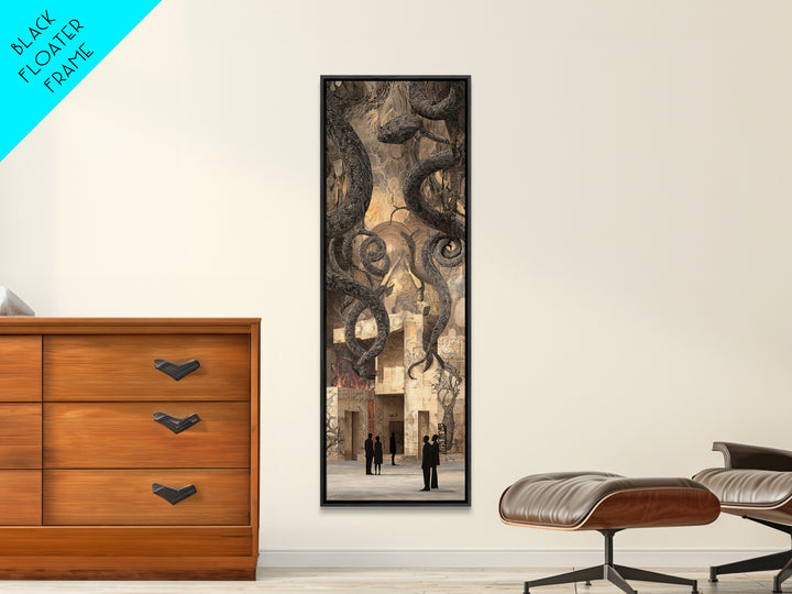 Shadow Serpents In Ancient Gallery Wall Art, Mystical Abstract Decor, Large Canvas Artwork For Gothic Living Room Decor Gift