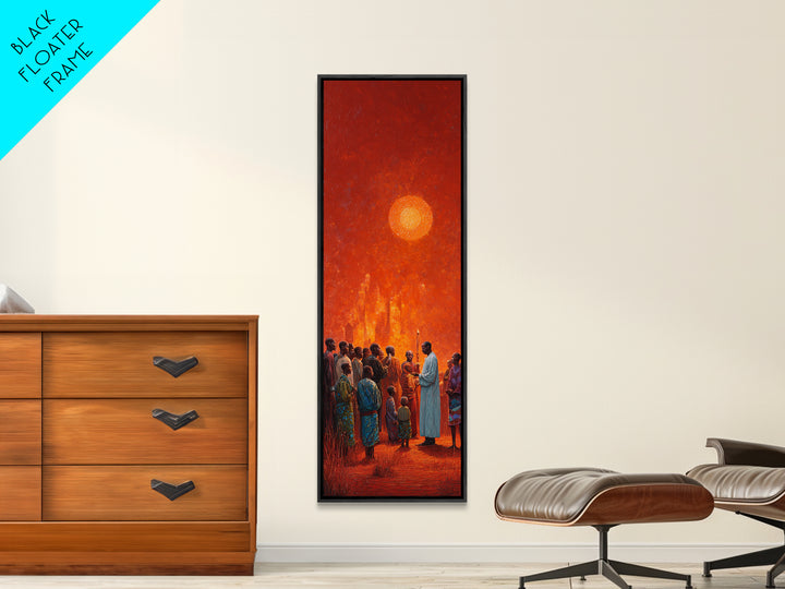 Red Sun African Village Ceremony Canvas Print, Ancestral Gathering Wall Art, Black Culture Decor, Spiritual Home Gift, Bold Statement