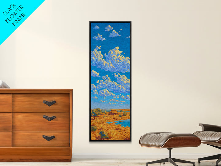 Bright Blue Sky Over Savanna Framed Canvas Print, African Landscape Wall Art, Safari Decor, Rustic Nature Home Decor Gift