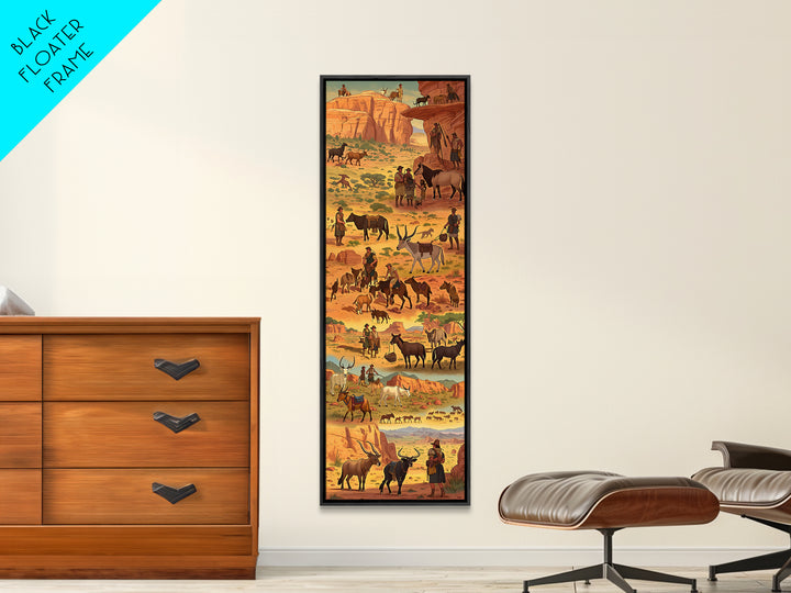 Desert Cowboy Cattle Drive Canvas Print, Rustic Western Ranch Wall Decor, Horse Art, Southwestern Living Room Home Decor Gift