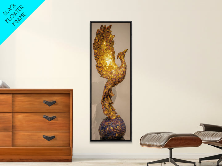 Glowing Golden Phoenix Sculpture Wall Art, African Inspired Bird Decor, Statement Piece, Luxury Unique Home Decor Gift For Her