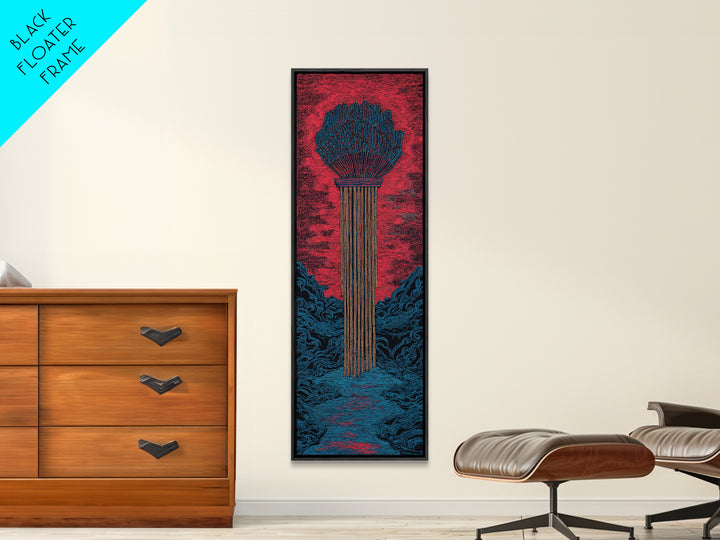 Red Tribal Plume And River Canvas Print, African Abstract Art, Bold Wall Decor, Modern Afro Art, Statement Cultural Artwork