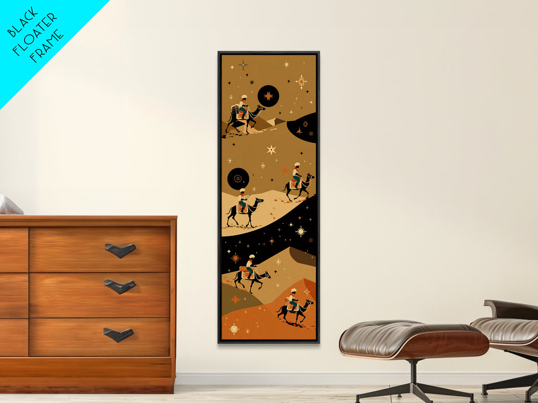 Celestial Camel Caravan In Golden Desert Wall Art, African Safari Print, Boho Tribal Decor, Wanderlust Living Room Artwork