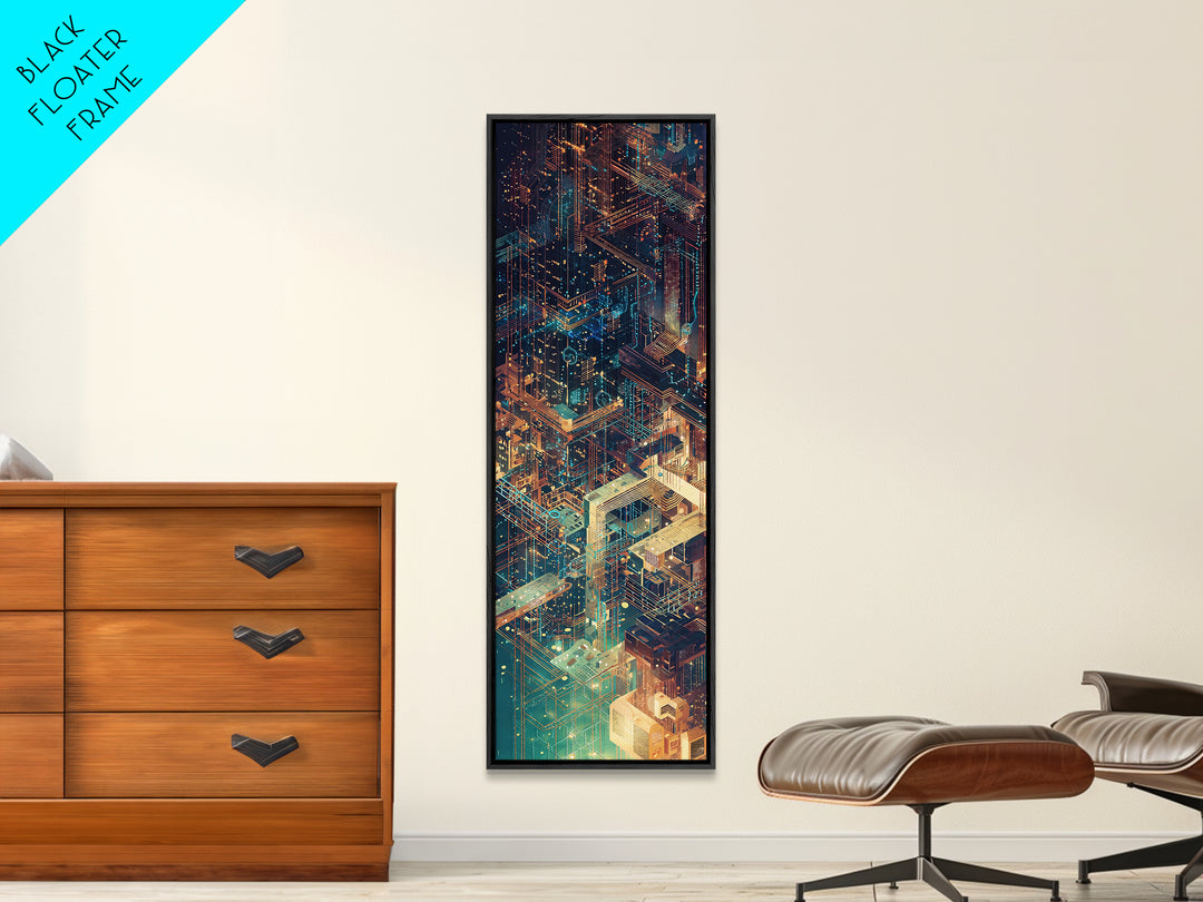 Neon Cyberpunk Megacity Wall Art, Futuristic Cityscape Canvas Print, Modern Urban Decor, Sci Fi Architecture Poster, Tech Noir Gift