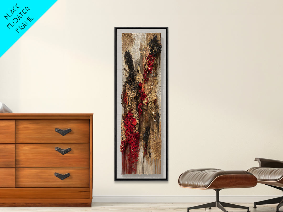 Textured Woven Figure Wall Art, African Fabric Tapestry Decor, Abstract Ethnic Textile Art, Bohemian Home Decor Gift For Her