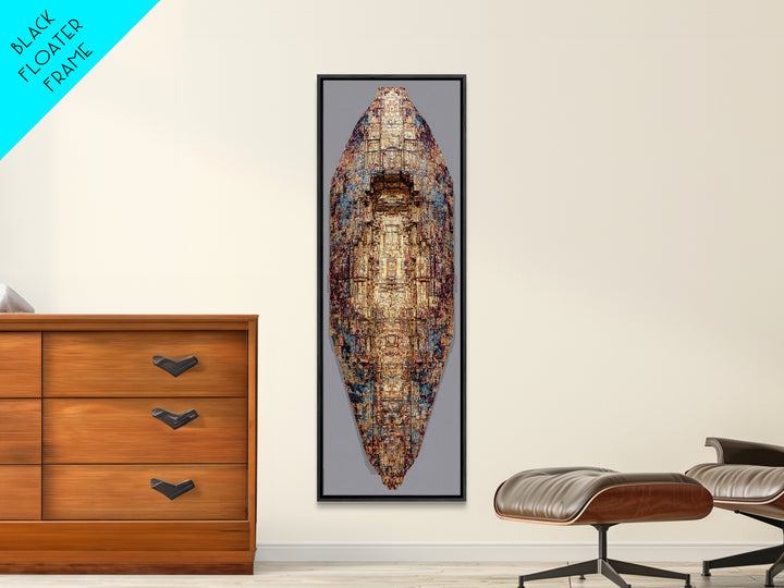 Textured Bronze Blue African Shield Canvas Print, Abstract African Art, Modern African Art, Tribal Wall Decor, Earth Tone Wall Art