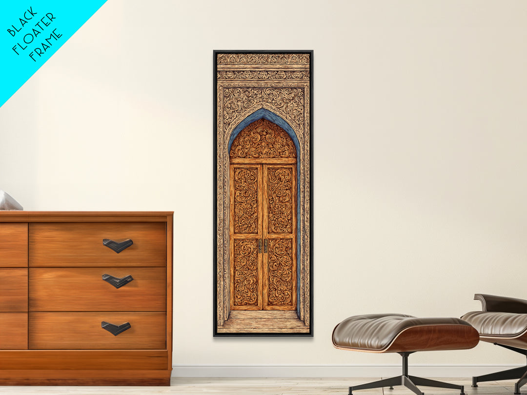 Ornate Arched African Doorway In Blue And Gold Wall Art, Moroccan Travel, African Home Decor, Cultural Wall Decor Gift, Statement Piece