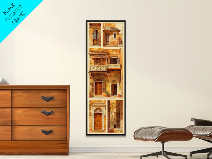 Ornate Balconies And Carved Doors Wall Art, Moroccan Architecture Canvas Print, African Inspired Boho Home Decor Gift For Her
