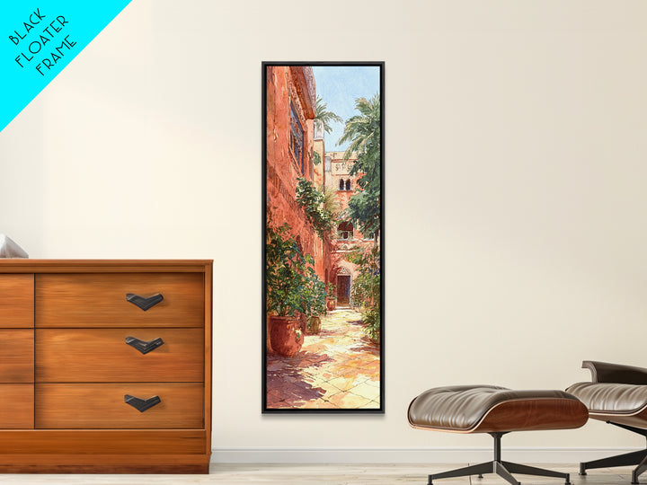 Moroccan Terracotta Courtyard Alley With Palms Wall Art, North Africa Travel Print, Boho Mediterranean Home Decor Gift For Her