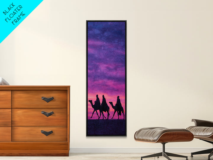 Pink Purple Sunset Camel Caravan Wall Art, African Safari Art Print, Desert Travel Decor, Boho Canvas For Bedroom Gallery
