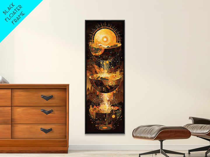 Glowing Solar City And Floating Worlds Canvas Print, Afrofuturism Decor, African Inspired Abstract, Modern Black Art, Statement Wall Decor