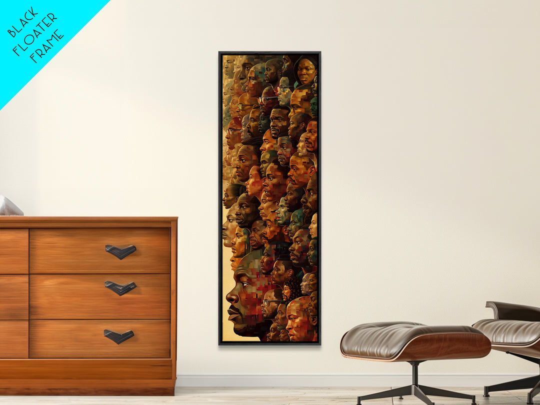 Panoramic Black Faces Collage With African Profiles Wall Art, African American Art Print, Afrocentric Black Culture Decor
