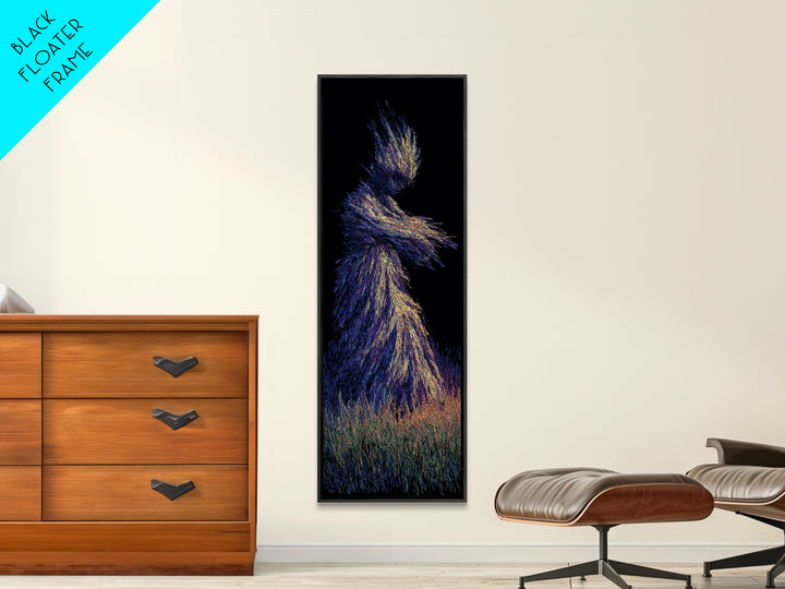 Mystical African Woman Wall Art, Abstract Particle Figure, Spiritual Afrocentric Decor, Elegant Black Goddess Canvas Print