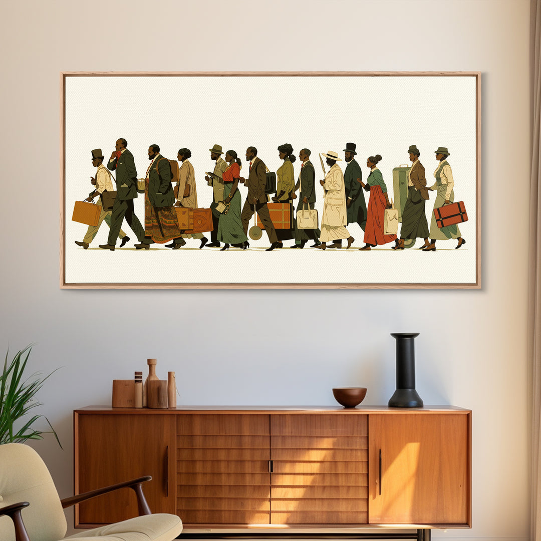 Elegant Black Travelers Procession Wall Art, African American Art, Black Culture Art Print, Heritage Portrait For Living Room