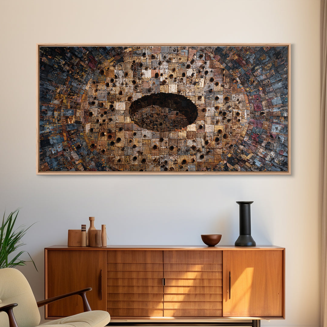 Weathered Bronze Tribal Mask Portal Wall Art, Abstract African Art, Kifwebe Mask Decor, Cultural Wall Decor, Statement Piece