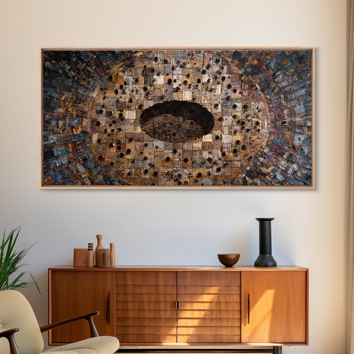 Weathered Bronze Tribal Mask Portal Wall Art, Abstract African Art, Kifwebe Mask Decor, Cultural Wall Decor, Statement Piece