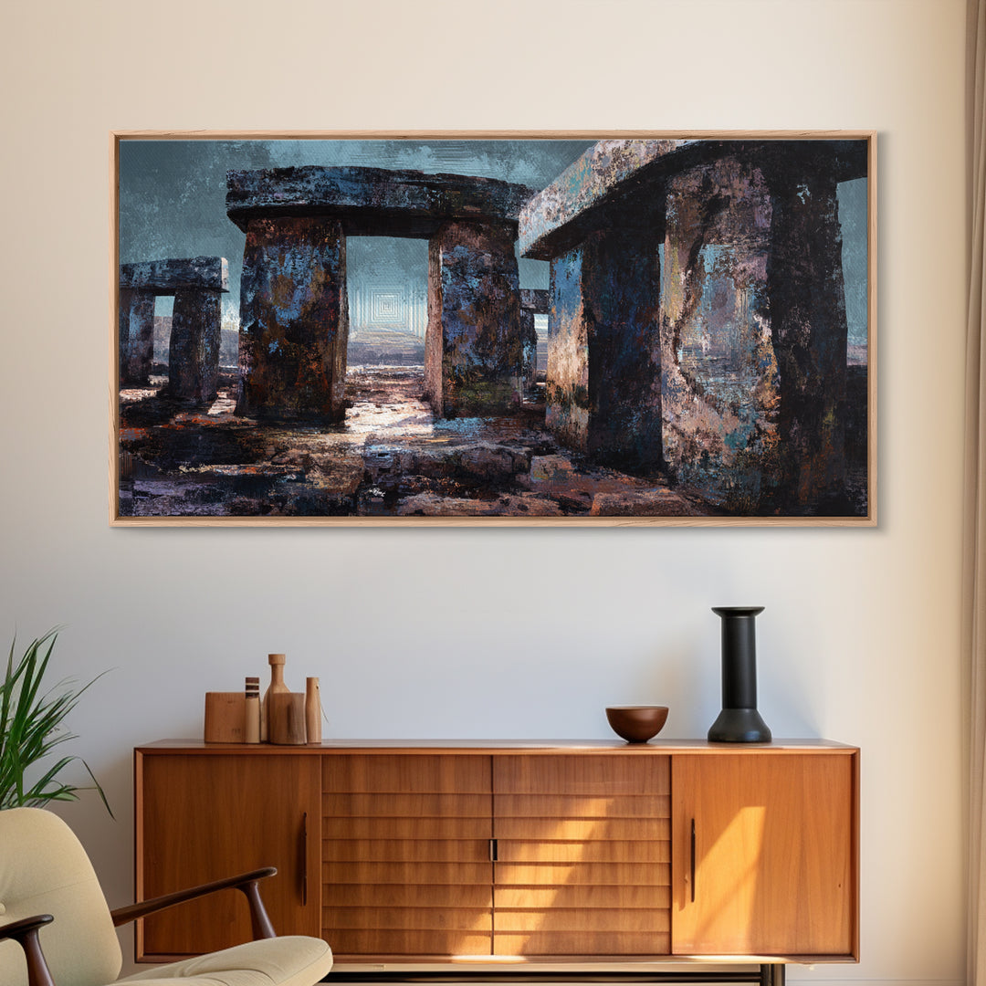 Moody Ancient Stone Circle Ruins Wall Art, African Inspired Landscape, Mystical Wall Decor, Rustic Home Decor, Gallery Art