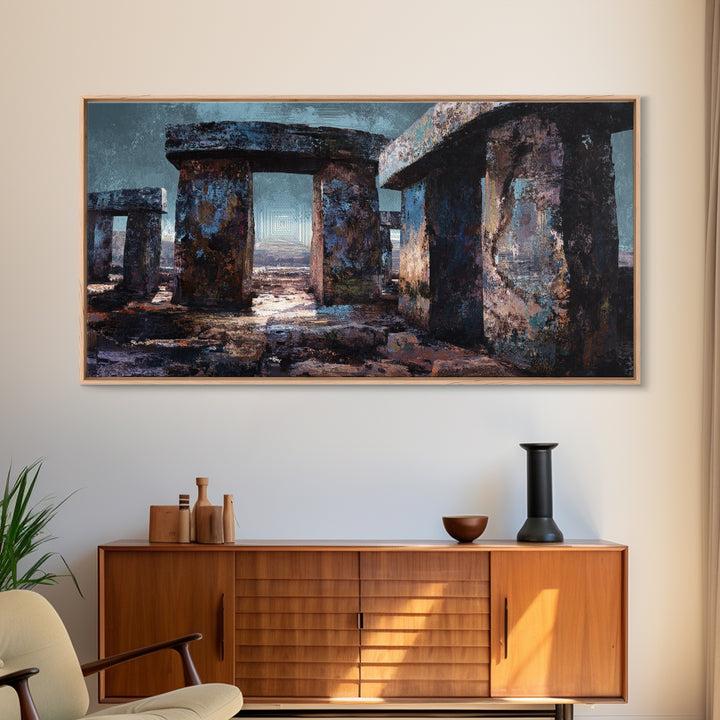 Moody Ancient Stone Circle Ruins Wall Art, African Inspired Landscape, Mystical Wall Decor, Rustic Home Decor, Gallery Art