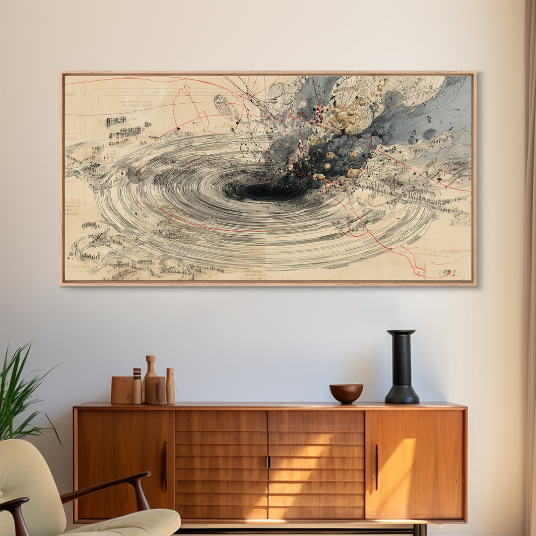 Beige Abstract Vortex Canvas Print, Modern Minimalist Wall Decor, Neutral Textured Art For Living Room Office Decor Gift
