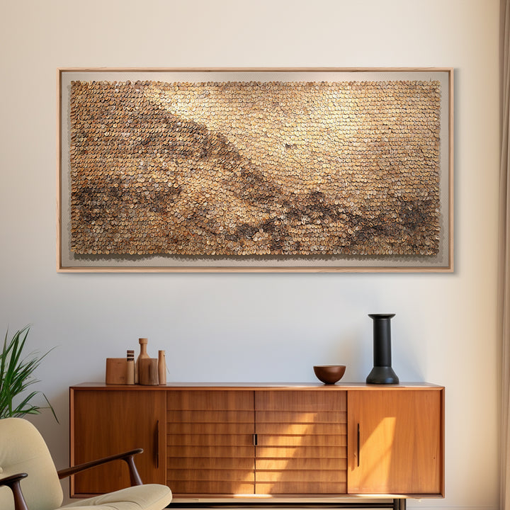 Cowrie Shell Mountain Wall Art, Textured African Landscape, Neutral Earth Tone Decor, Unique Home Decor, Boho Modern Canvas Print