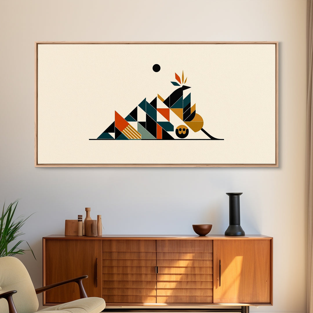 Minimalist Geometric Desert Symbols Wall Art, African Inspired Abstract Shapes, Terracotta Teal Decor, Modern Canvas Print