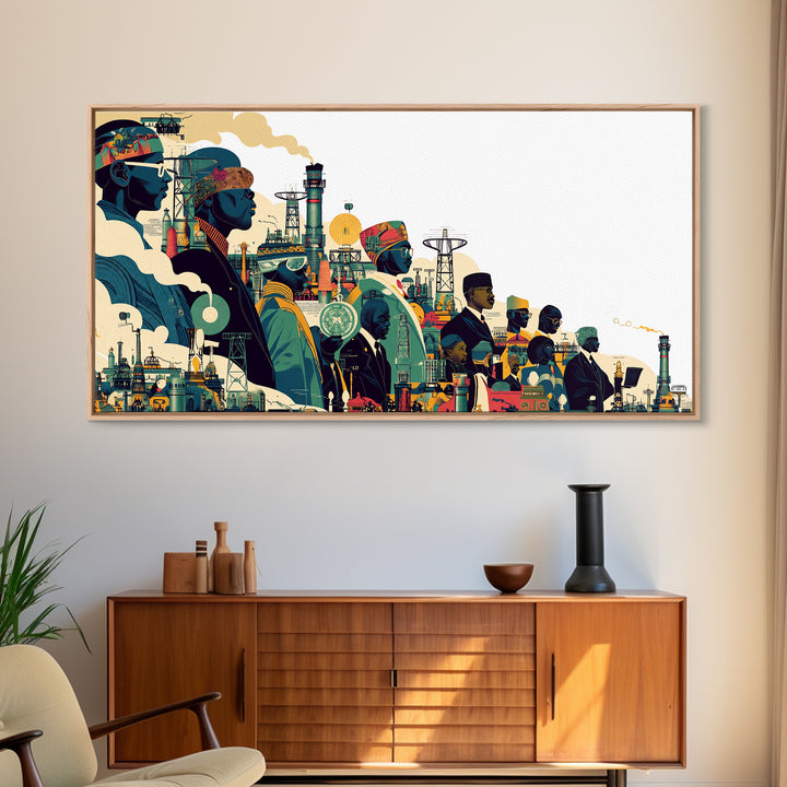 Afrofuturist African City Procession Wall Art, Black Culture Art, Modern African Art, Afrocentric Decor, Statement Canvas