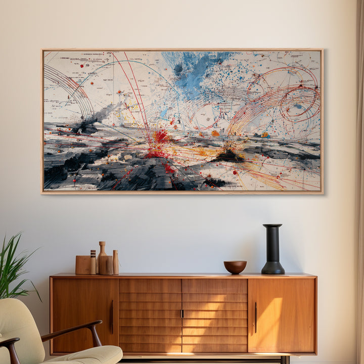 Abstract Battlefield Energy Canvas Print, Modern Abstract Art, Bold Office Art, Red Blue Contemporary Statement Wall Decor