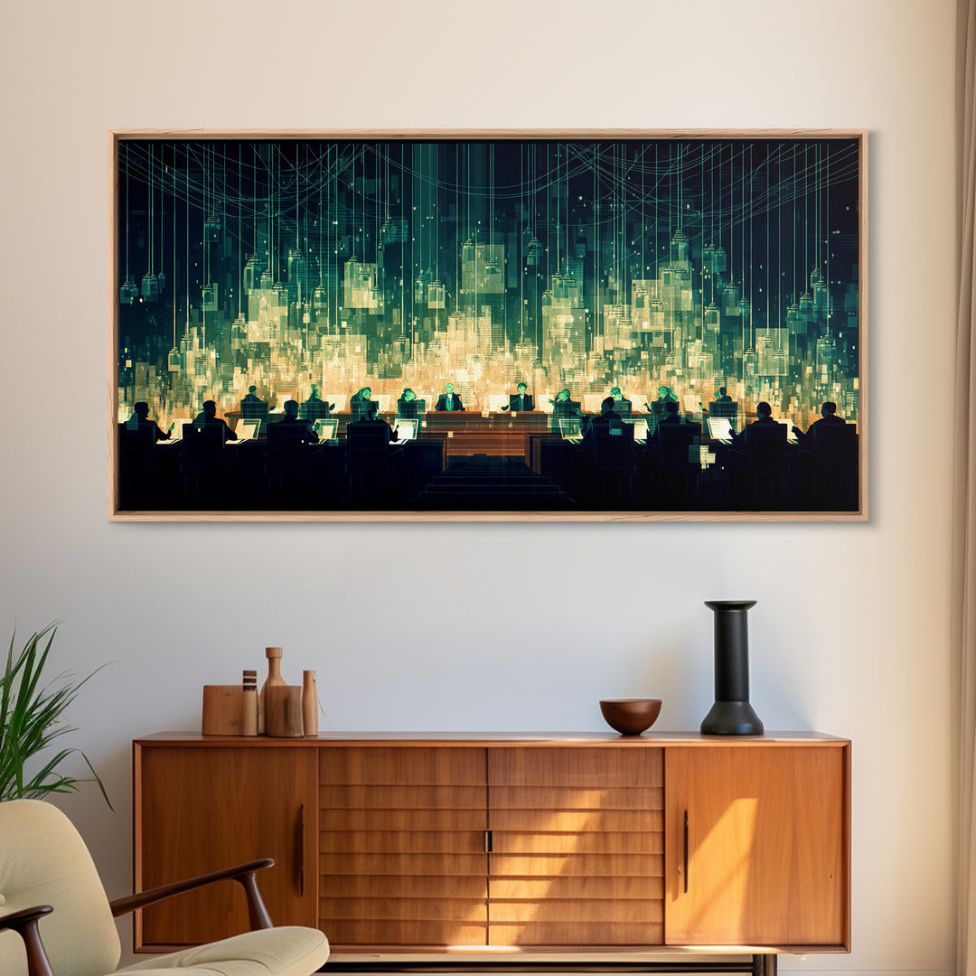 Futuristic Digital City Control Room Wall Art, Modern Canvas Art, Afrofuturism Decor, Tech Office Art, Statement Decor