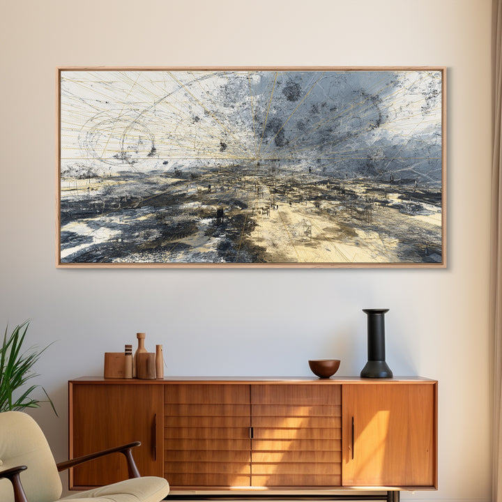 Storm Over African Landscape Wall Art, Abstract Canvas Print, Earth Tone Modern Art, Large Statement Living Room Office Decor