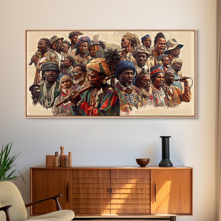 Vibrant African Elders And Musicians Canvas Print, Afrocentric Portrait Wall Decor, African Culture Art, Black Art Gift For Her
