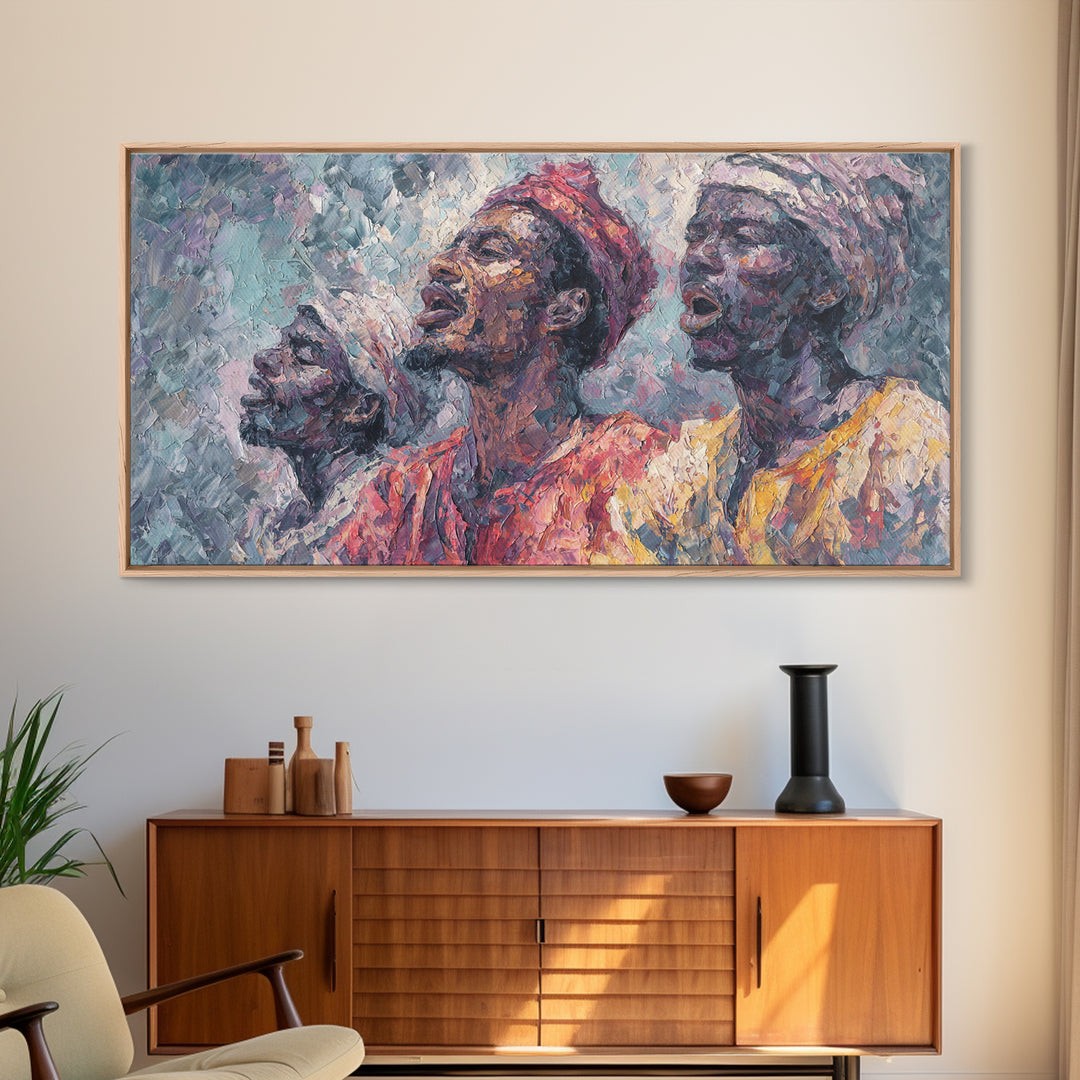 Three African Elders Portrait Wall Art, Impressionist African Painting, Black Culture Art, Afrocentric Home Decor Gift Print