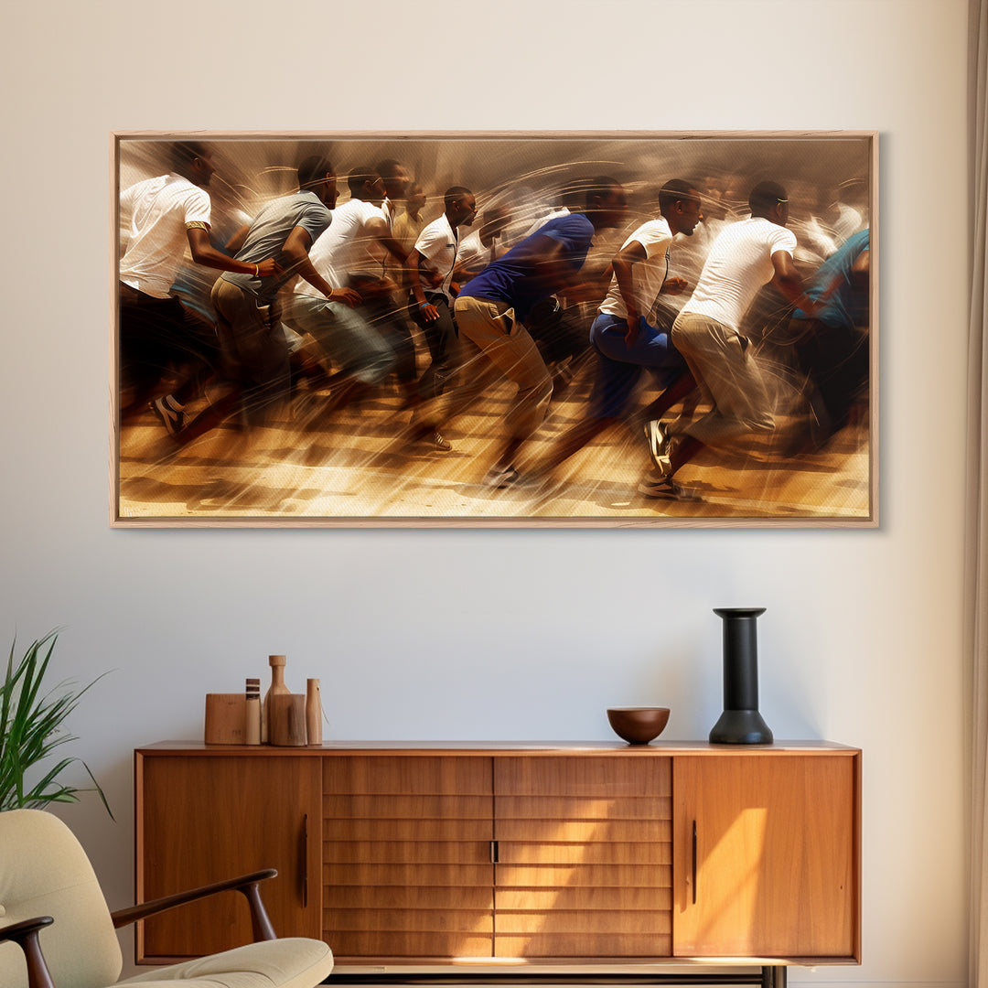 Urban African Runners In Motion Wall Art, Dynamic Black Culture Canvas Print For Gym Decor, Office Decor, And Modern Home Decor
