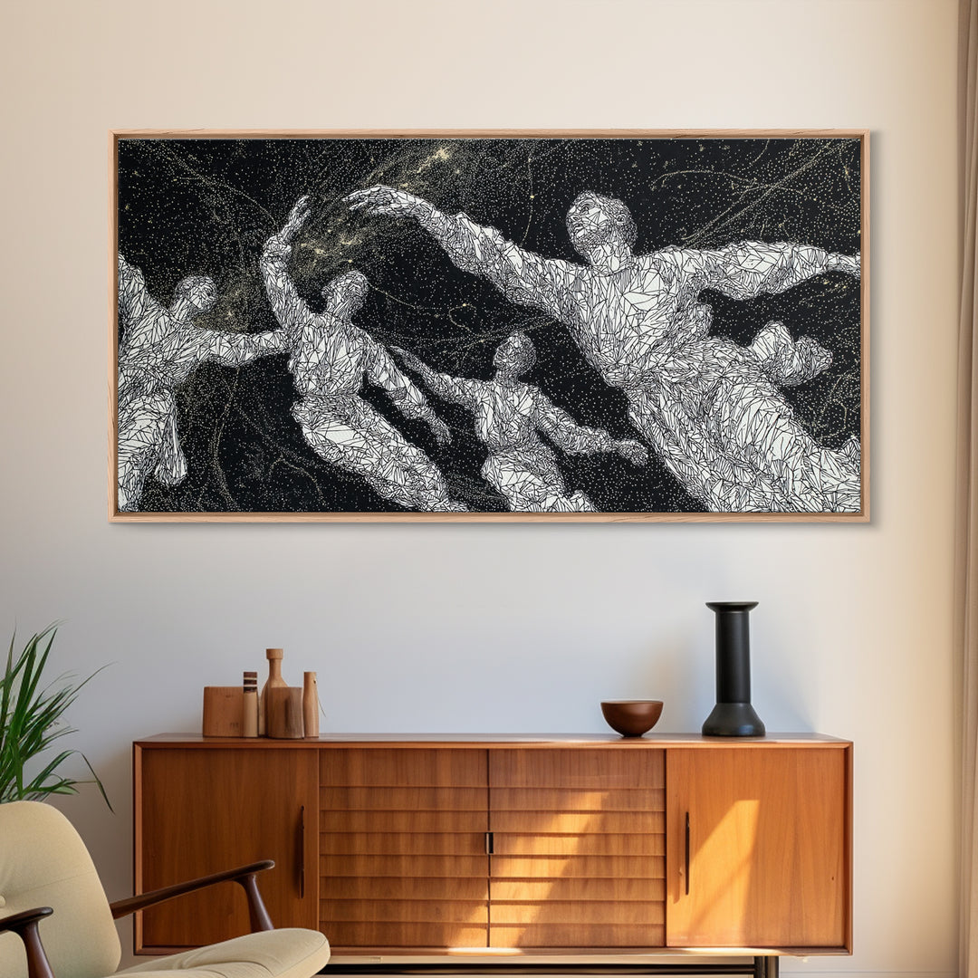 Black And White Dancing Figures Wall Art, African Contemporary Art Print, Expressive Movement Decor For Modern Studio Room