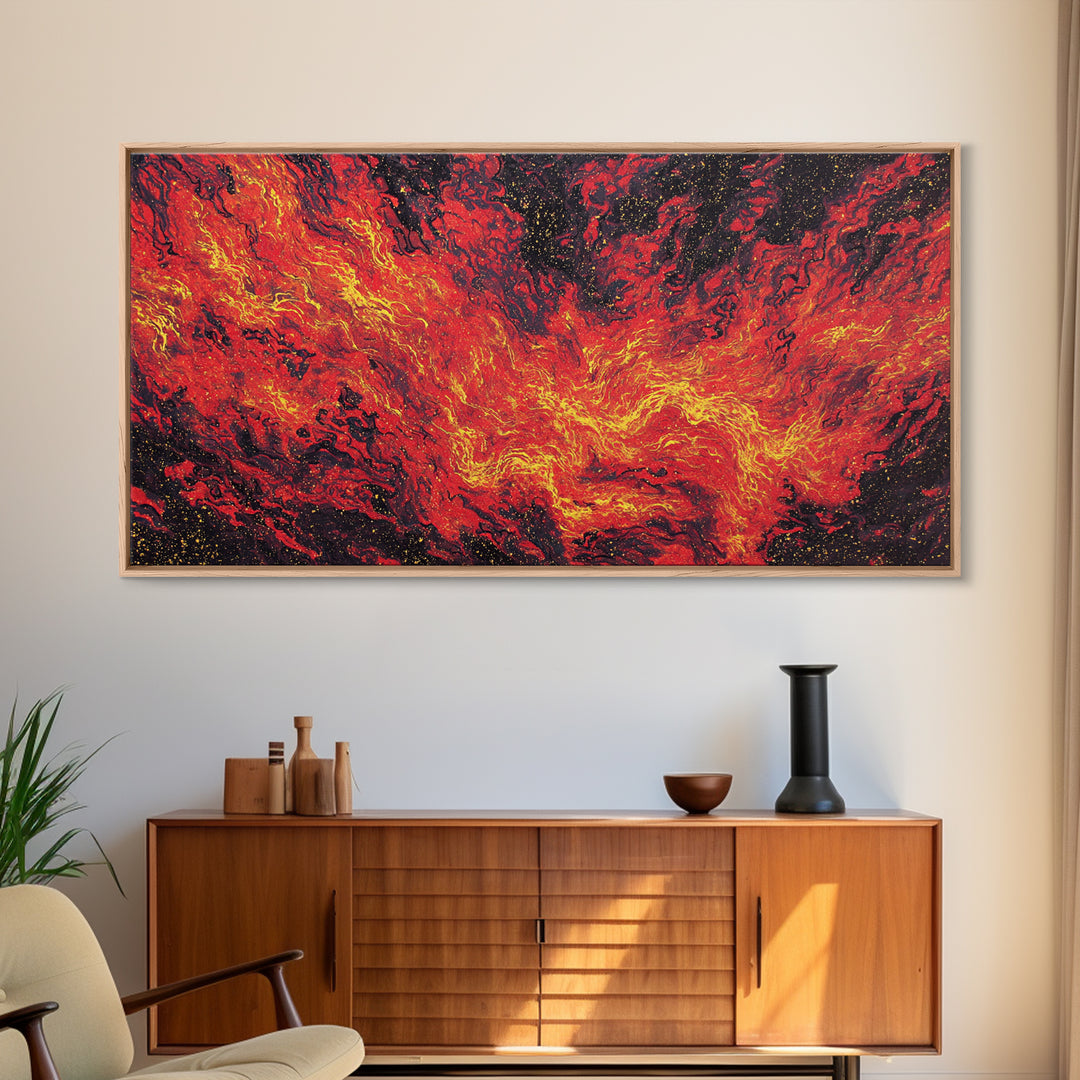 Fiery Red Lava Flow Canvas Print, Abstract Wall Art, Burnt Orange Art, Modern Home Decor, Bold Living Room Painting, Statement Piece