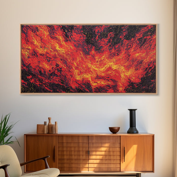 Fiery Red Lava Flow Canvas Print, Abstract Wall Art, Burnt Orange Art, Modern Home Decor, Bold Living Room Painting, Statement Piece