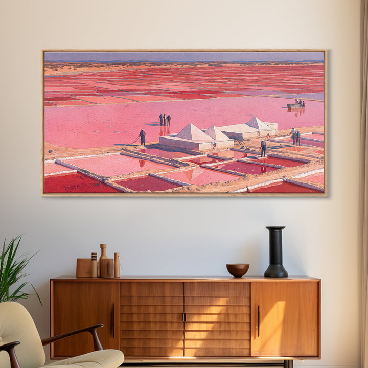 Pink Salt Pans And Desert Canvas Print, African Landscape Art, West Africa Travel Decor, Unique Coastal Wall Decor Home Gift