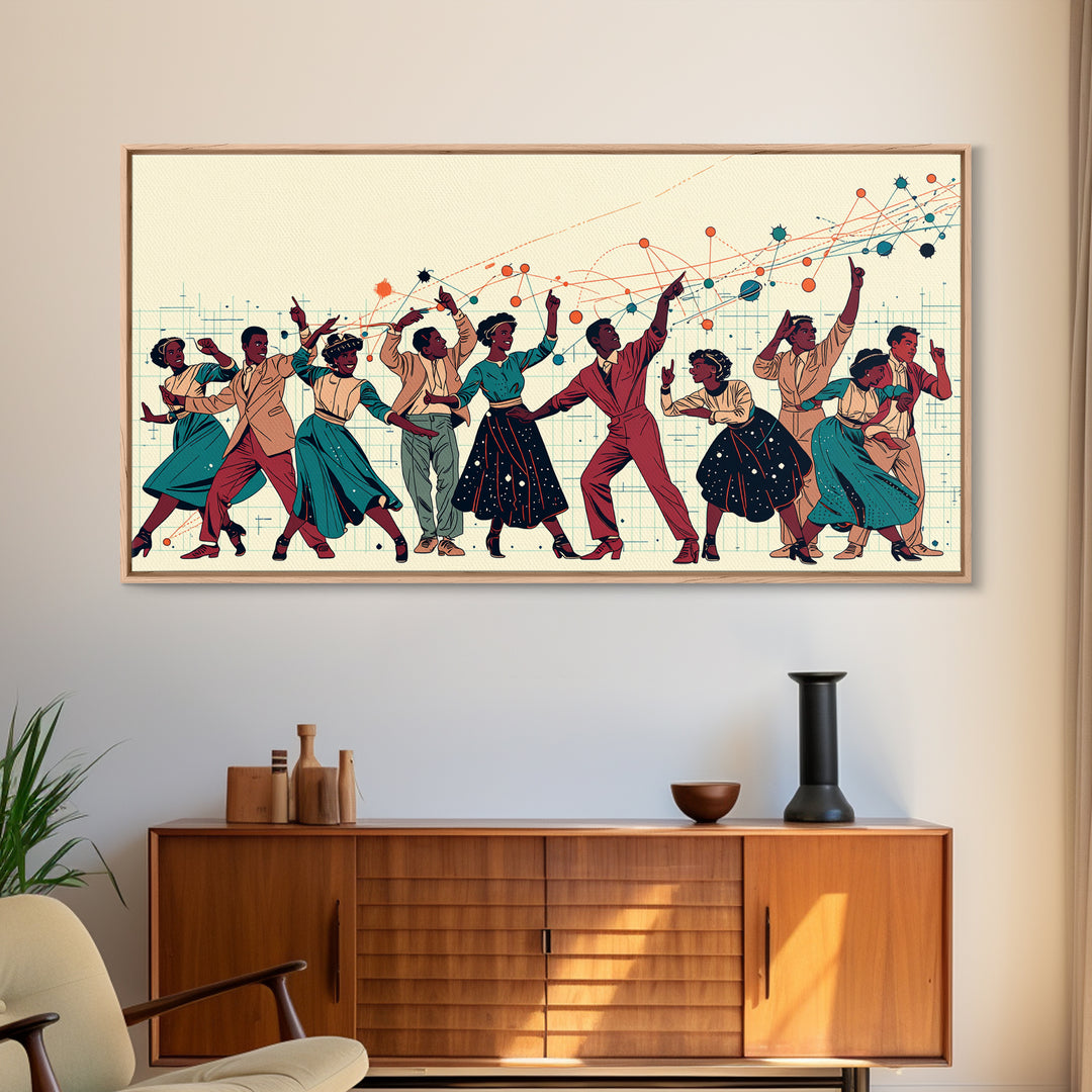 Joyful African Dancers Celebration Wall Art, Afrocentric Art, Black Culture Art, Colorful Modern Decor, Music Party Gift