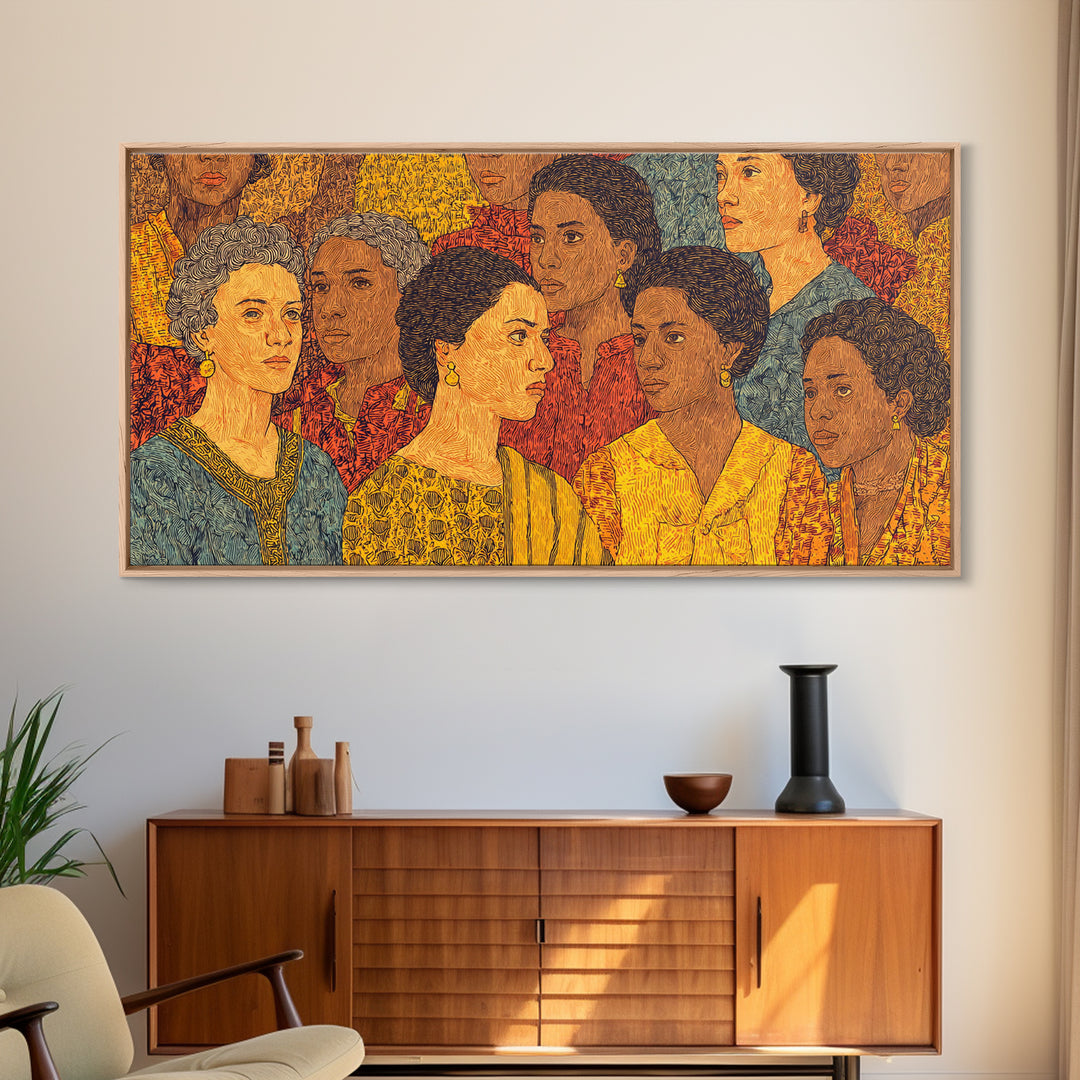 Vibrant African Women Portrait Canvas Print, Black Women Art, African American Art, Cultural Home Decor, Gift For Her Wall Art