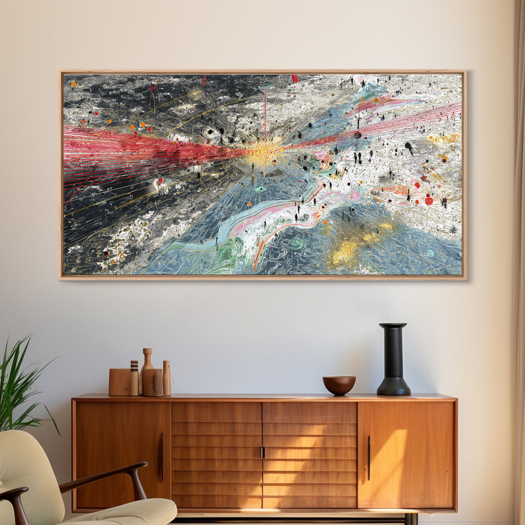 Red Blue Abstract Energy Flow Map Canvas Print, African Art Abstract, Modern Wall Decor, Bold Contemporary Office Decor Gift
