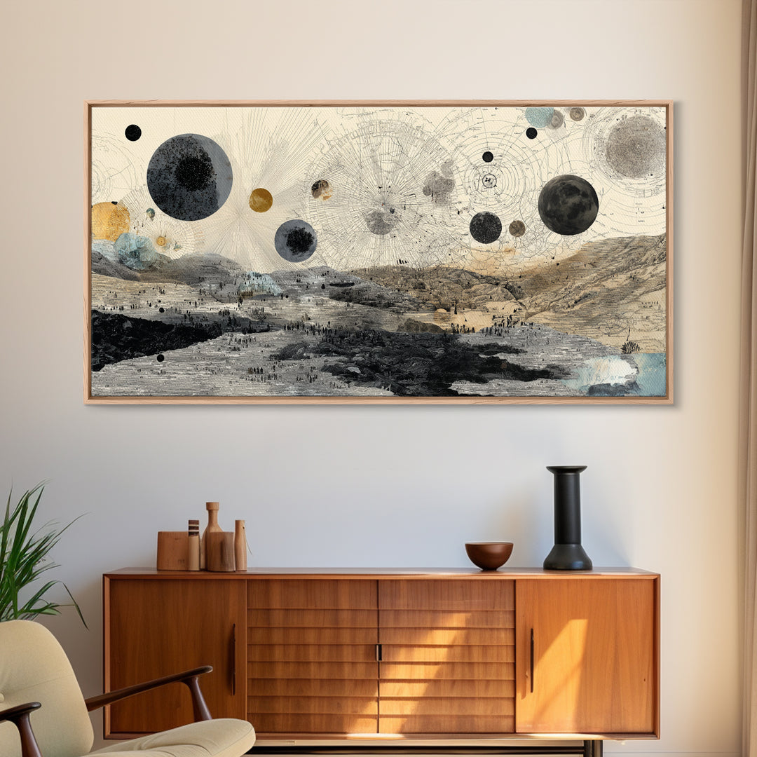 Surreal Planetary Desert Map Landscape Canvas Print, Abstract Wall Art, Dreamy Wall Art, Modern Home Decor, Office Decor
