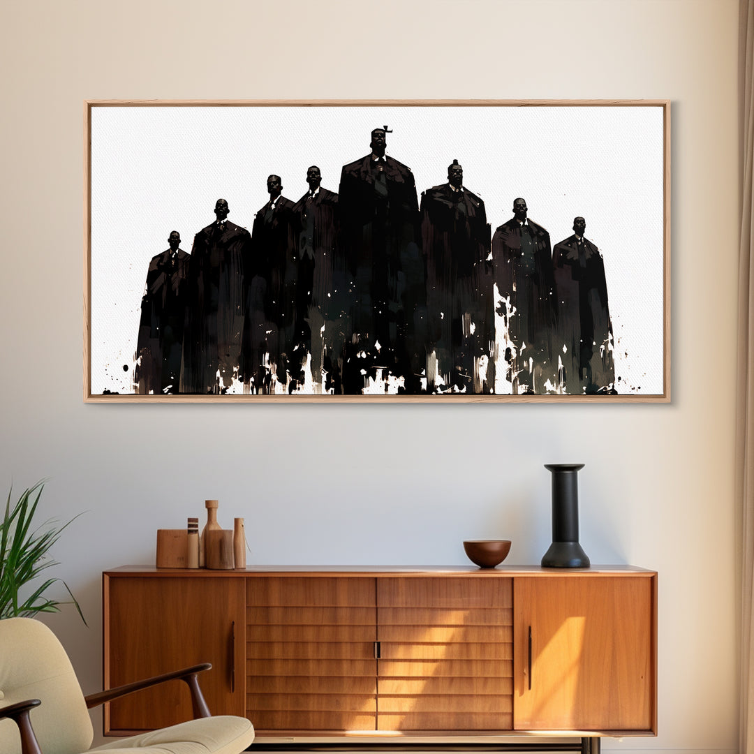 Powerful Black Men Silhouette Wall Art, African American Art, Abstract Portrait Canvas, Black History Gift For Office Decor