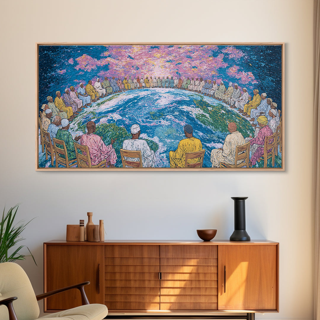 Global Elders Around Earth Wall Art, African American Art, Afrocentric Wall Art, Black History Art, Statement Home Decor