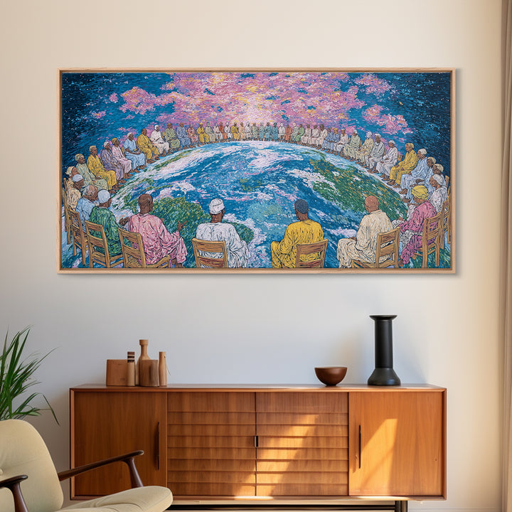 Global Elders Around Earth Wall Art, African American Art, Afrocentric Wall Art, Black History Art, Statement Home Decor