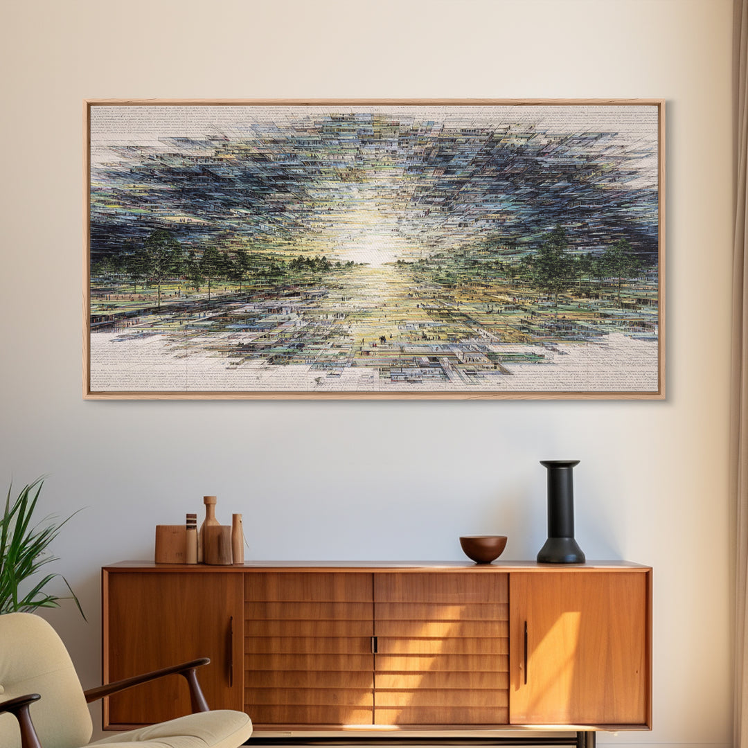 Radiant Abstract African Landscape At Sunrise Wall Art, Earth Tone Decor, Modern Canvas Art, Minimalist Office Art For Living Room