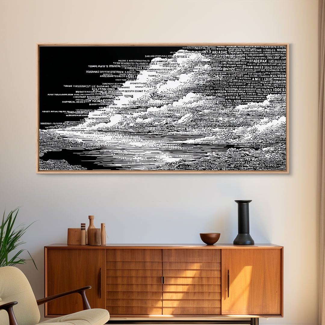 Black White Textured Seascape Wall Art, Abstract African Art Print, Minimalist Office Decor, Modern Landscape Home Decor