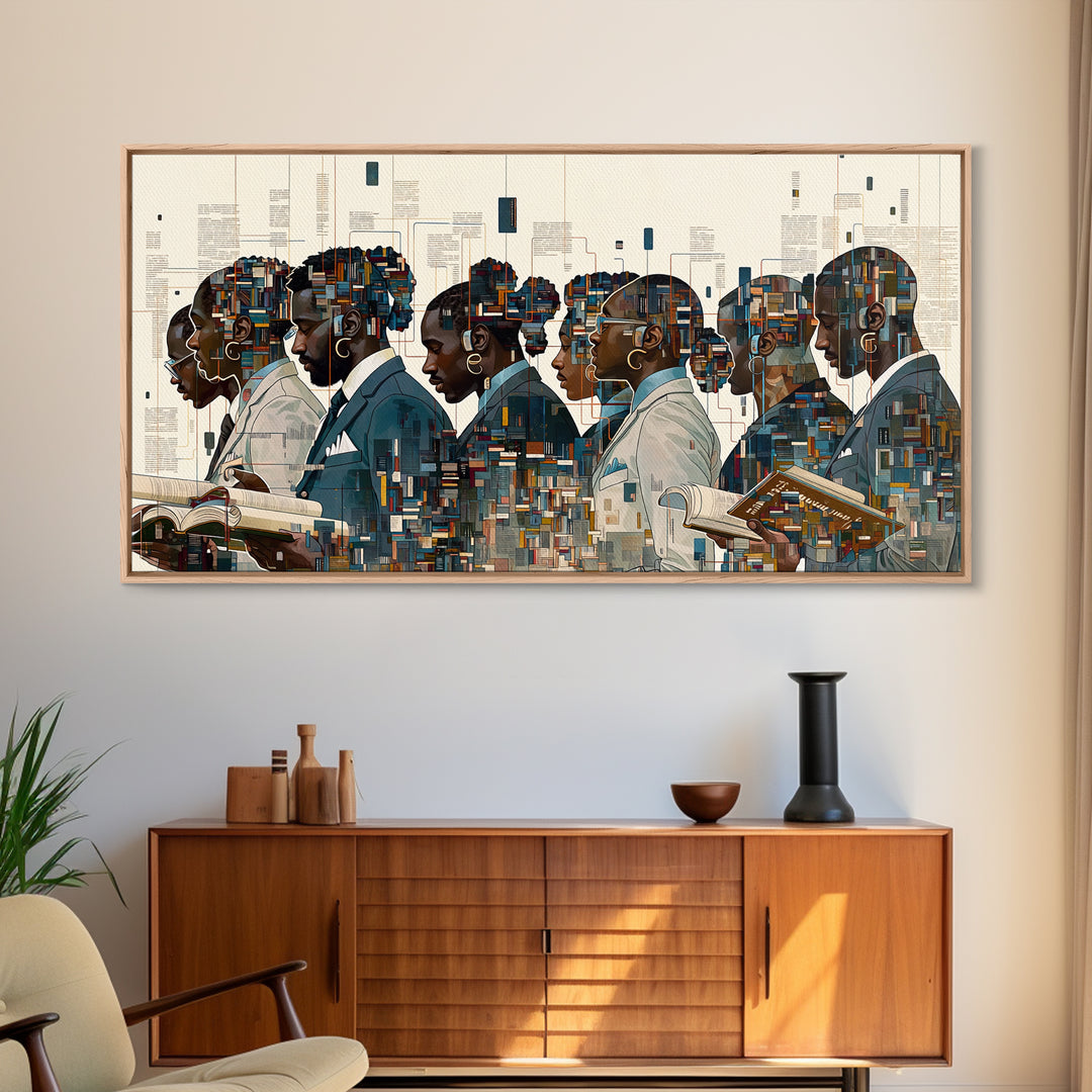 Black Scholars In Geometric Profile Wall Art, African American Art, Modern Black Culture Art, Office Decor, Afrocentric Prints
