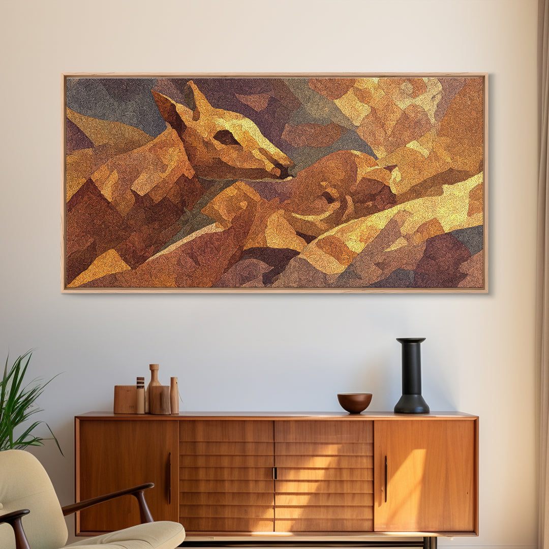 Golden Giraffe Faces In Warm Desert Light Canvas Print African Animal Art, Safari Decor, Boho Earth Tone Wall Decor For Living Room