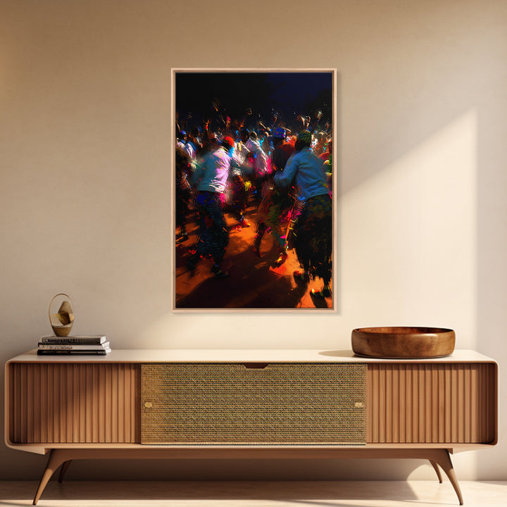 Vibrant Night African Festival Dancers Wall Art, Colorful Celebration Print, Cultural Decor, Afrocentric Statement Piece